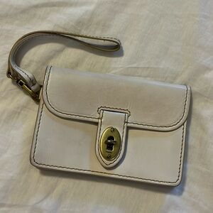 Cream Leather Fossil Wristlet, 4x6